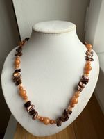 Orangenchalzit, Biwa Perlen Kette NEU