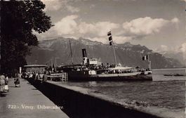 DS EVIAN au débarcadère de Vevey, circulée 1943