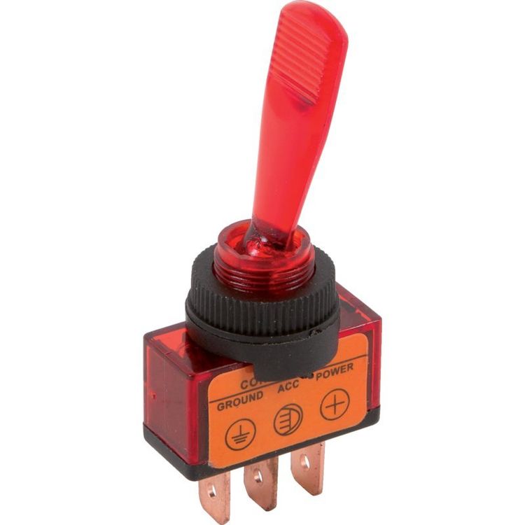 The Lord Of The Tools Kippschalter - 10 Stück, 6A 250V, Beleuchtet Rot, 21x15mm