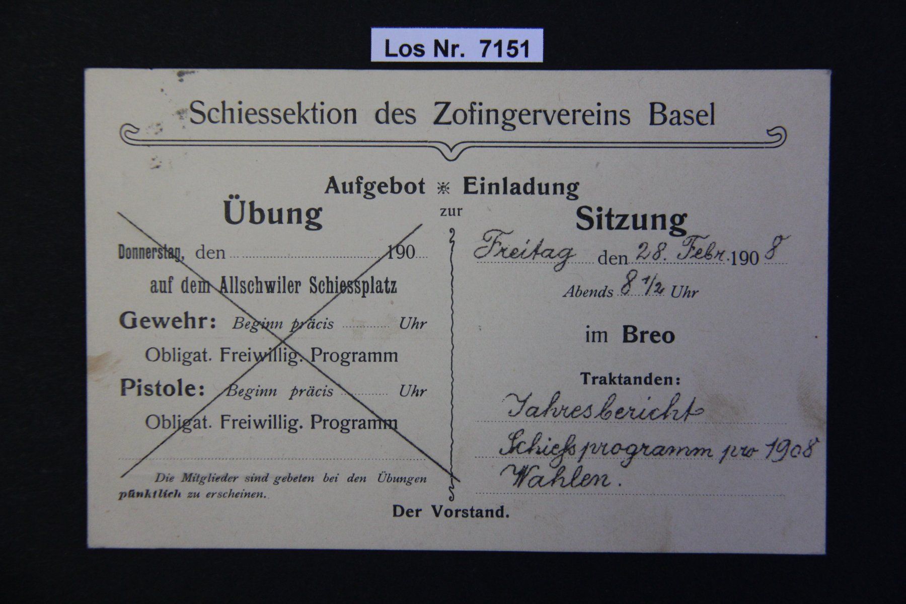 Tutti i francobolli: CH 1908 alter Beleg sauber gestempelt               Los 7151 – Usato da Volken venduto da jukon65 1