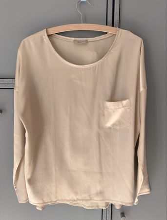 Villa Gaia Seidenbluse Stretch Champagner Nude Oversize