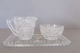 Bleikristall - Set,  Sahnekännchen, Zuckerdose und Platte