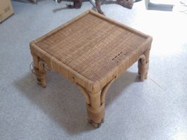 Chic Rattan Hocker/Beistelltisch, 50x50cm, Vintage Look