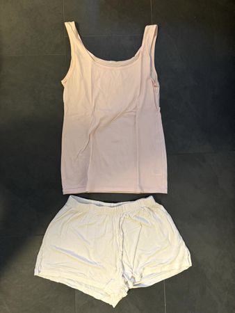 Nulu Pyjama Set Damen rosa weiss zweiteilig