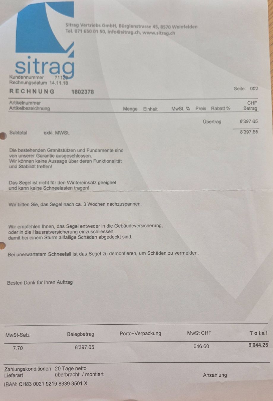 Ombrelloni: Sonnensegel gelb mit Befestigungsmaterial – Usato da Pfäffikon ZH venduto da shatterhand82 1