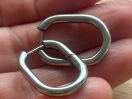 Luxus Elegante Creolen Edelstahl Ohrstecker Farbe Silber