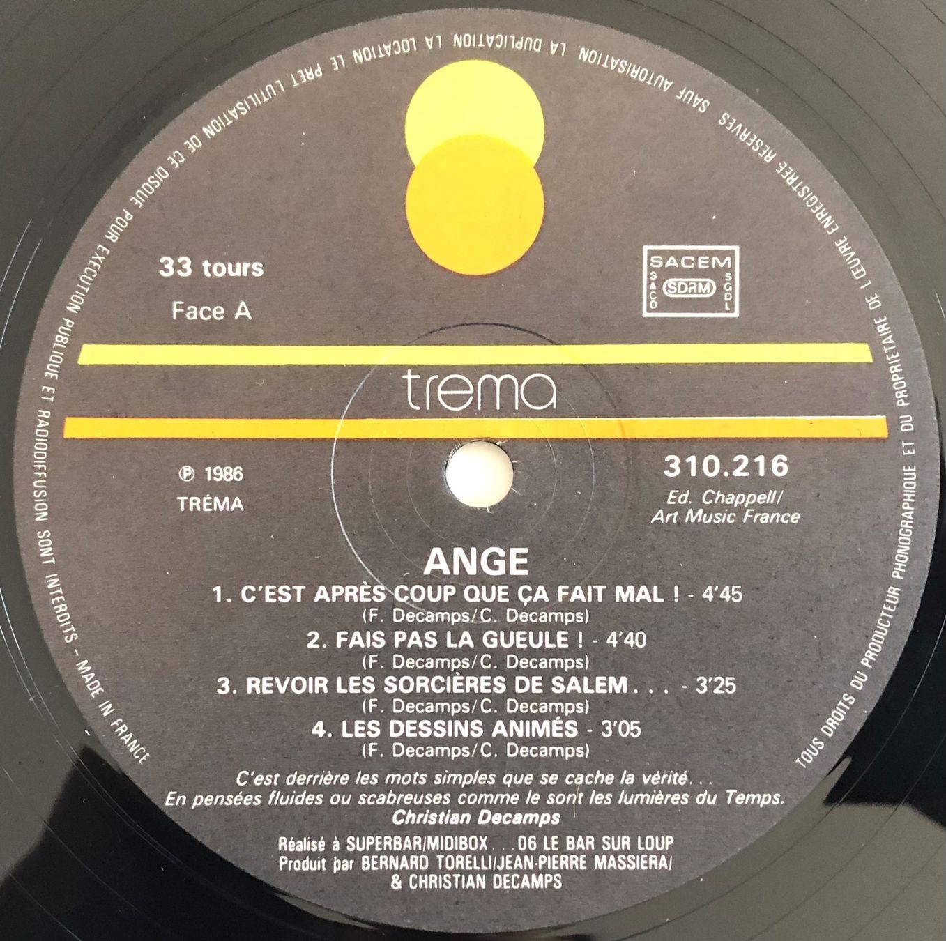 Schallplatten: ANGE - EGNA – Gebraucht aus Poliez-Pittet von Newtown-Records 3