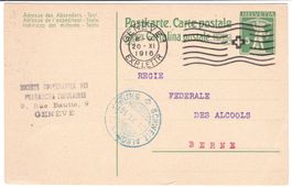 PK Zudruck + Stempel Schweiz. Alkoholverwaltung Bern, 1916