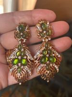 Boucles d'Oreilles or & pierres vertes
