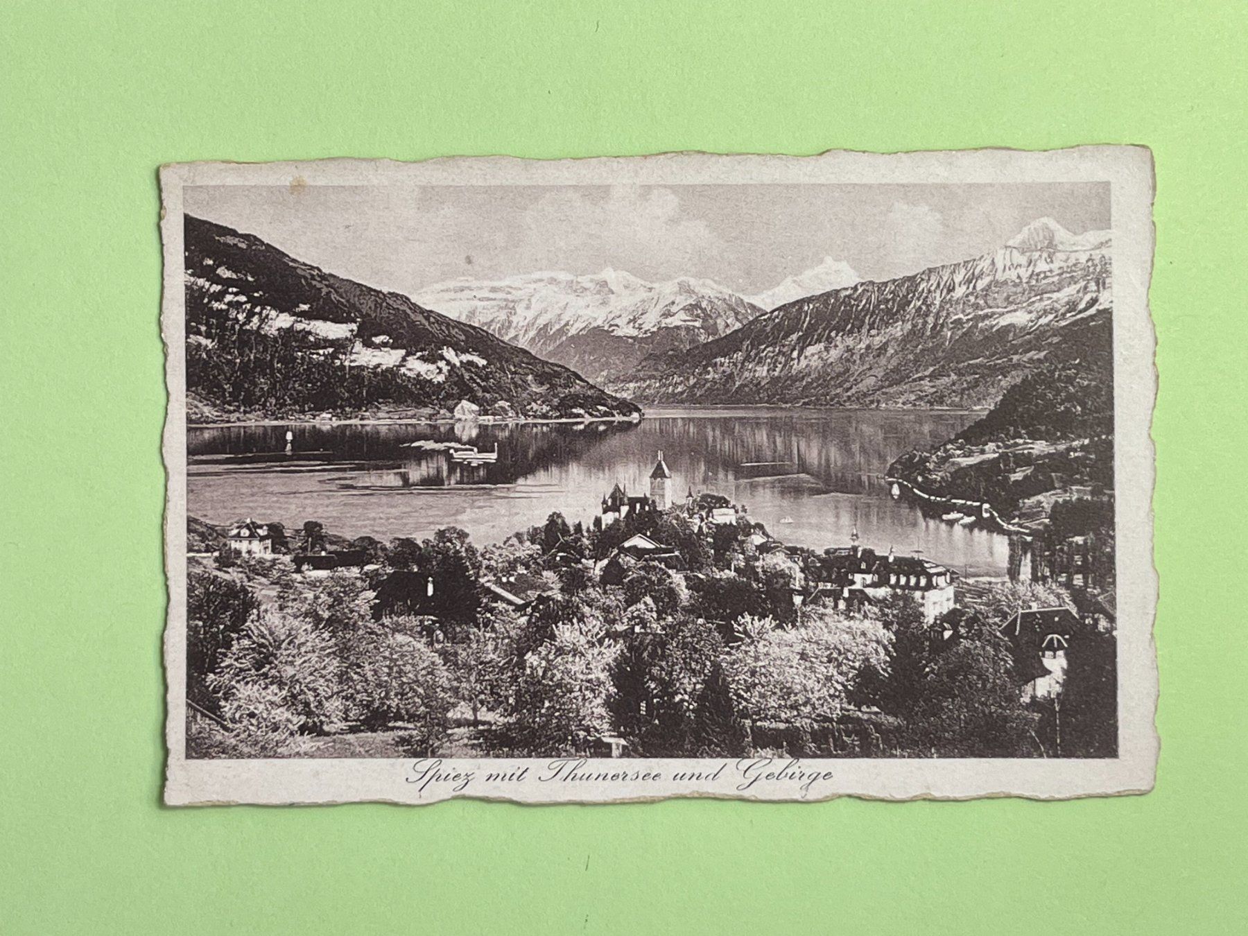 Ansichtskarten: Spiez mit Thunersee und Gebirge – Gebraucht aus Steg VS von danwer74