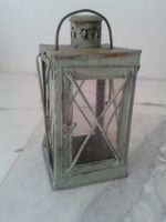 schöne alte Laterne/Lampe Metall/Glas salbeigrün Frankreich