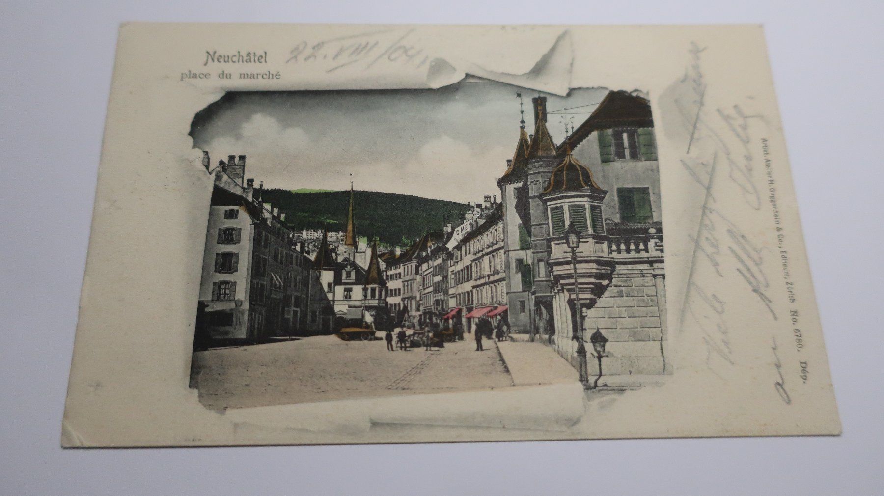Ansichtskarten: Neuchâtel Place du marché  1904 – Gebraucht aus Cormoret von Pascalll2001 1