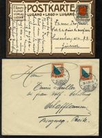 1920/21, Lot Postkarte mit J15 + Brief mit 2x J16 (15744)