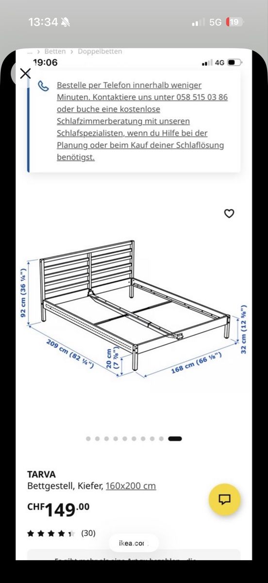 Ikea Letti: Bett 160 x 200 cm inkl. Matratzen – Usato da Altdorf UR venduto da sjk_jz2s 5