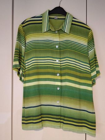 Bluse, Gr. 46, gestreift, grün/gelb