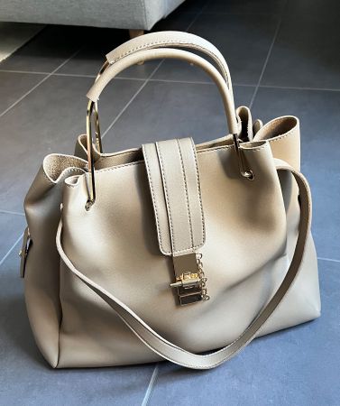 YOKI Beige Hand/Shoulder Bag, Gold Hardware