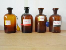 4 antike Apothekerflaschen, Sammlung, Bar etc.