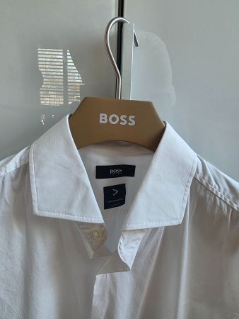 BOSS - Slim-Fit Popeline-Hemd aus bügelleichtem Baumwoll-Mix