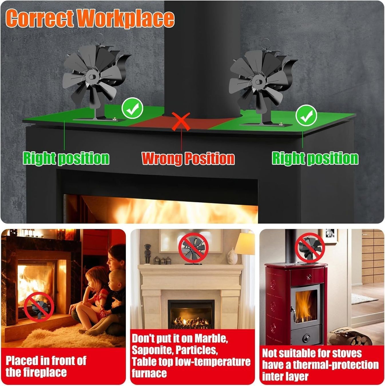 Camini: Ofenventilator 6 Blatt Kamin Lüfter inkl. Thermometer – Nuovo e nell'imballaggio originale da Sulz LU venduto da Elektrofachverkauf 9