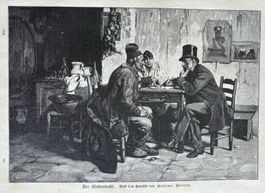 Orig. Holzstich 1890 - Der Ehevertrag, Heirat