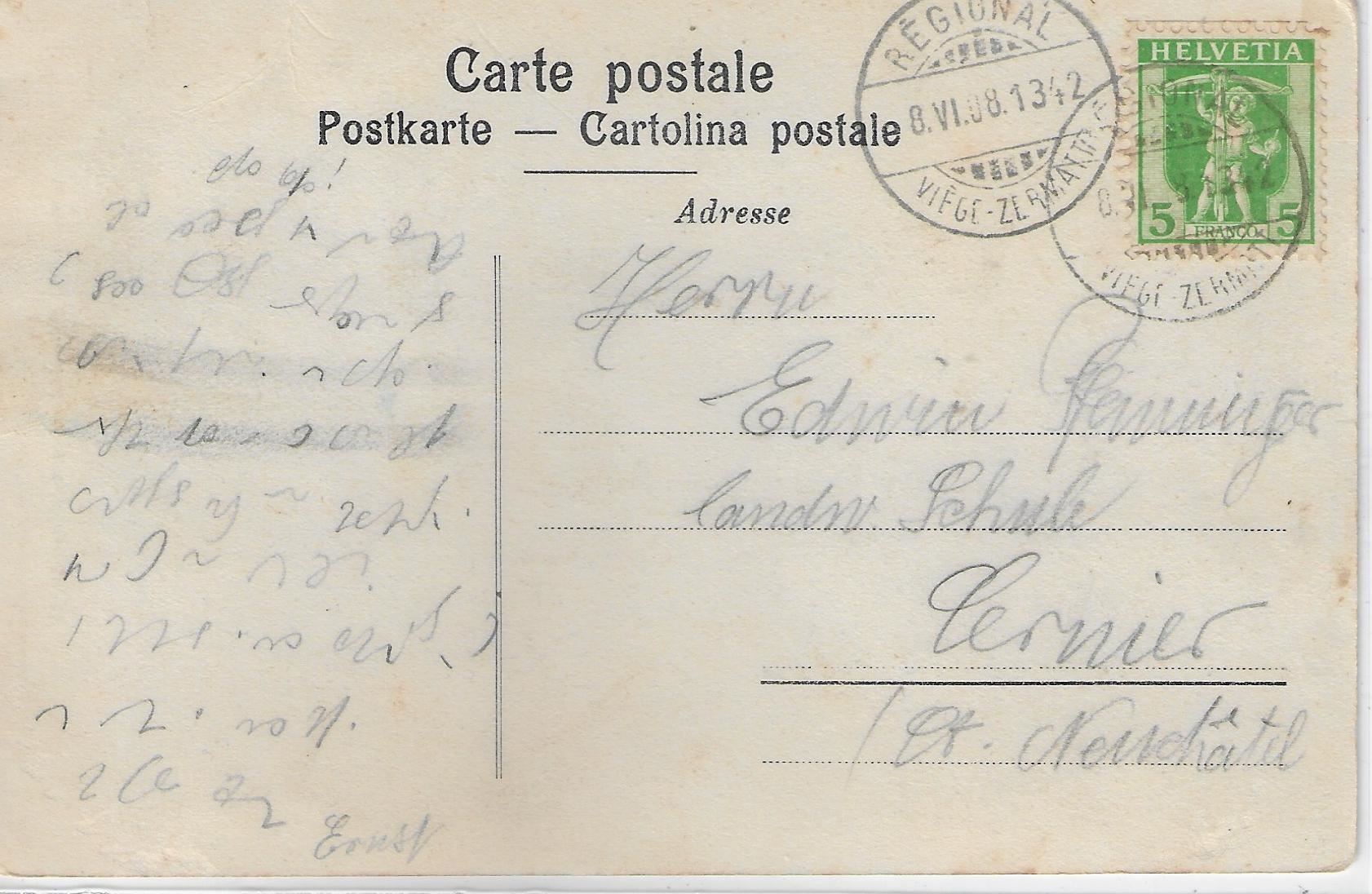 Cartoline postali: Blick auf Zermatt und Matterhorn – Usato da Ettingen venduto da Kartenplanet 1