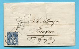 Umschlag von Zürich nach Trogen 1863