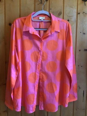 Bluse pink/orange Punkte Gr. L /44 Wie neue Marke MILANO