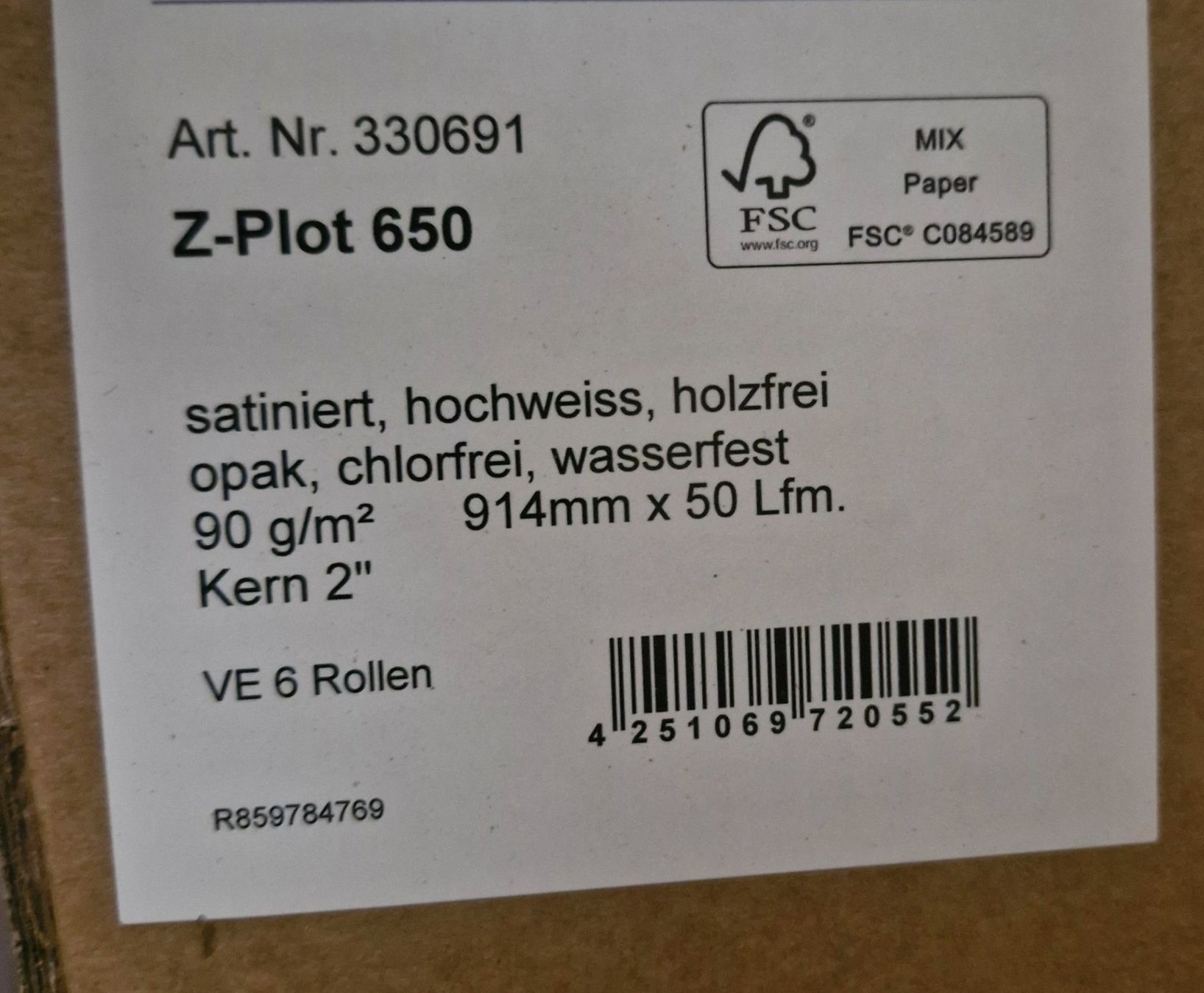 Papiere: Plotterpapier 914mmx50m 2Kern zu verkaufen – Neu und originalverpackt aus Flawil von bonus27