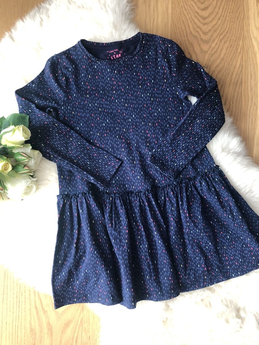 Vestiti & Gonne: Süsses Mädchen Kleid, Gr. 122 dunkelblau mit Muster – Usato da Obfelden venduto da dafae