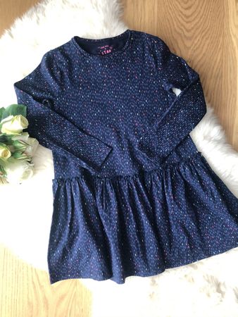 Süsses Mädchen Kleid, Gr. 122 dunkelblau mit Muster