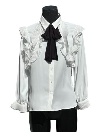 🥂🍽️☕️🍾…ZARA Bluse mit Volants & Schleife, Gr. M, elegant