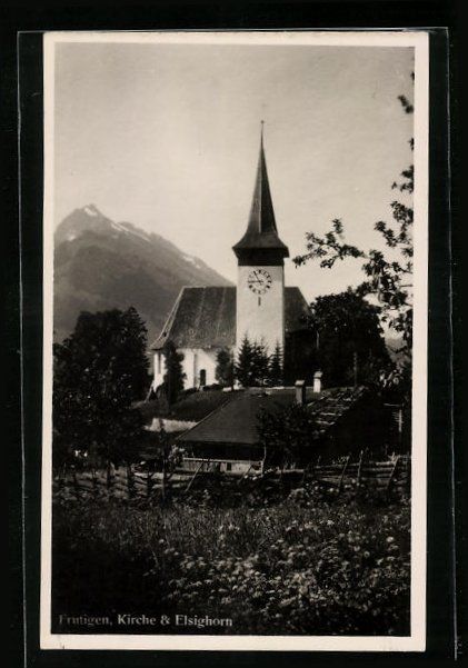 Cartoline postali: AK Frutigen, Kirche und Elsighorn – Usato da Berlin venduto da bartko-reher