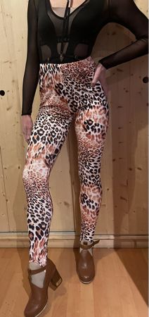 Sexy Leggings leopardati con staffe - nuovo M/L