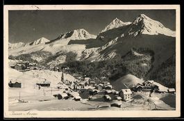 AK Inner-Arosa, Ort und verschneite Berge