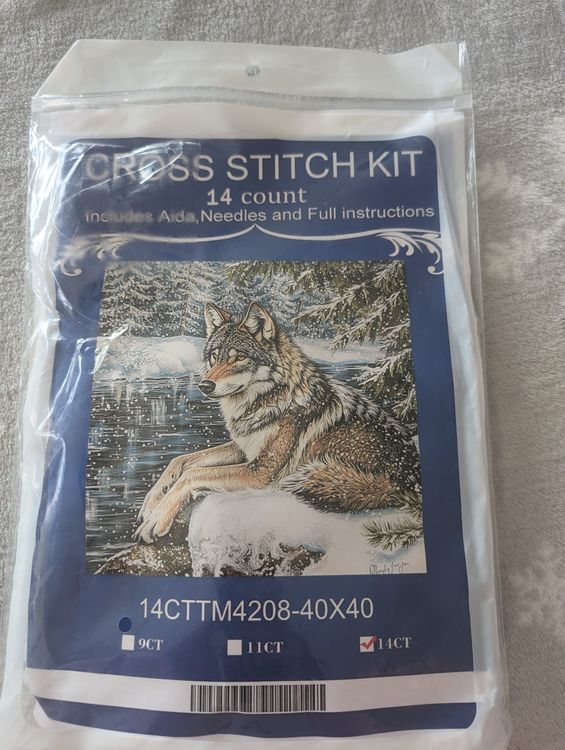 Wolf Kreuzstich Set - Gestanztes Stickerei Set Für Anfänger & Fortgeschrittene