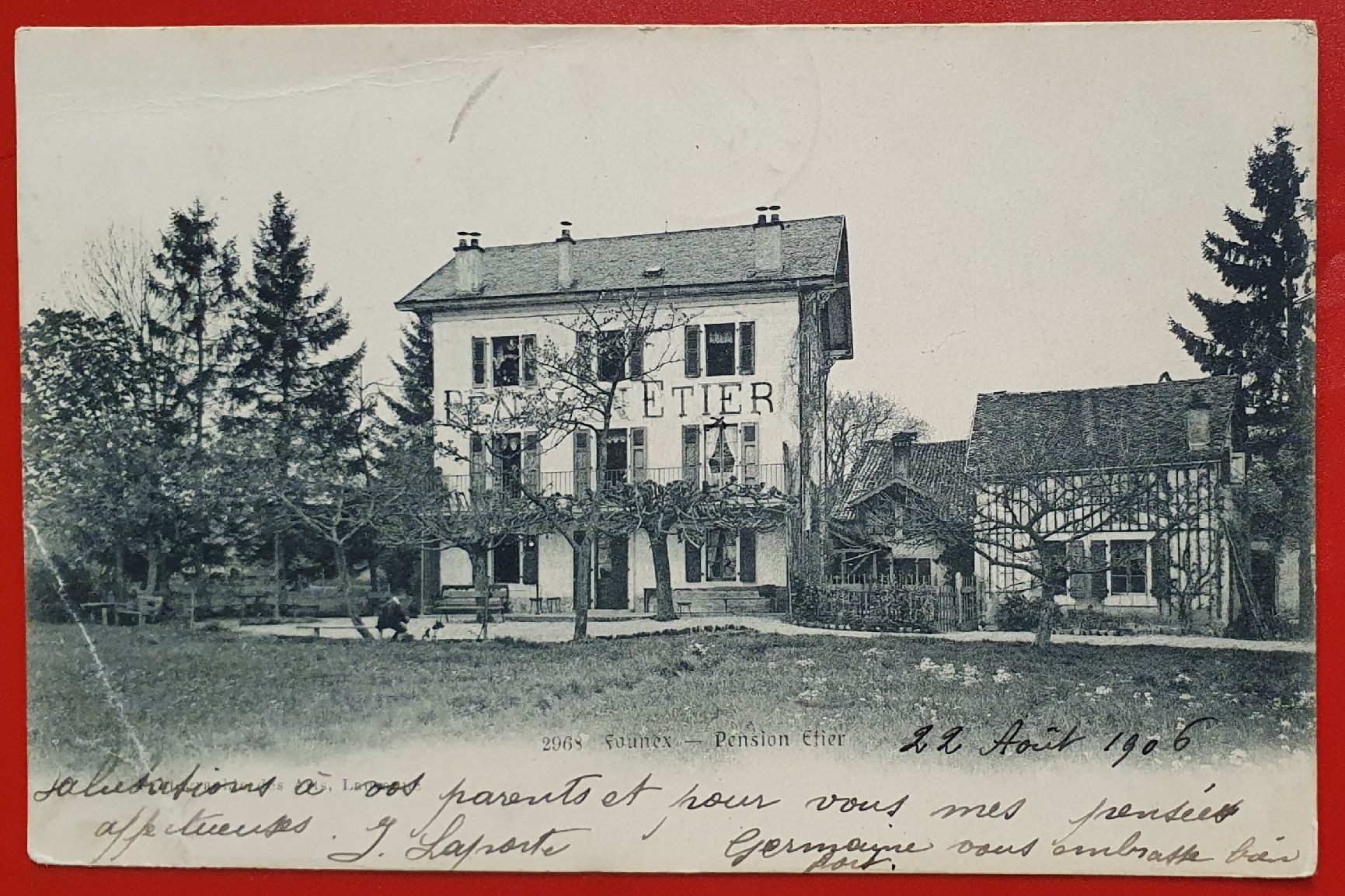 Ansichtskarten: FOUNEX 1906 -  Pension Etier – Gebraucht aus Kreuzlingen von Rschweiz1