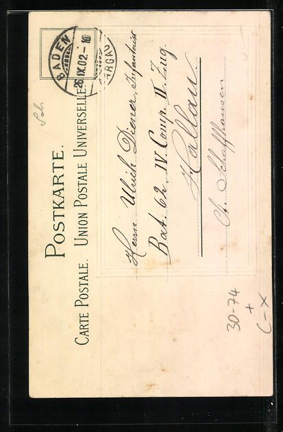 Cartoline postali: AK Baden, Soldat in Uniform mit Gewehr – Usato da Berlin venduto da bartko-reher 1