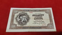 20 Dinar Serbien 1941, guter Zustand, Rarität zu verkaufen