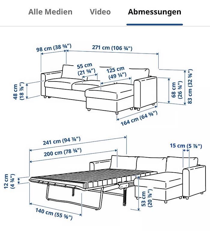 Sofas: 3er Bettsofa mit Réclamiere – D'occasion à Urswil par Mari-Jane 2