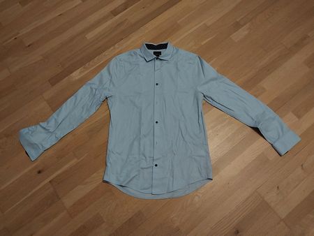 H&M Premium Cotton Herrenhemd Gr. M Slim Fit Hellblau Neu