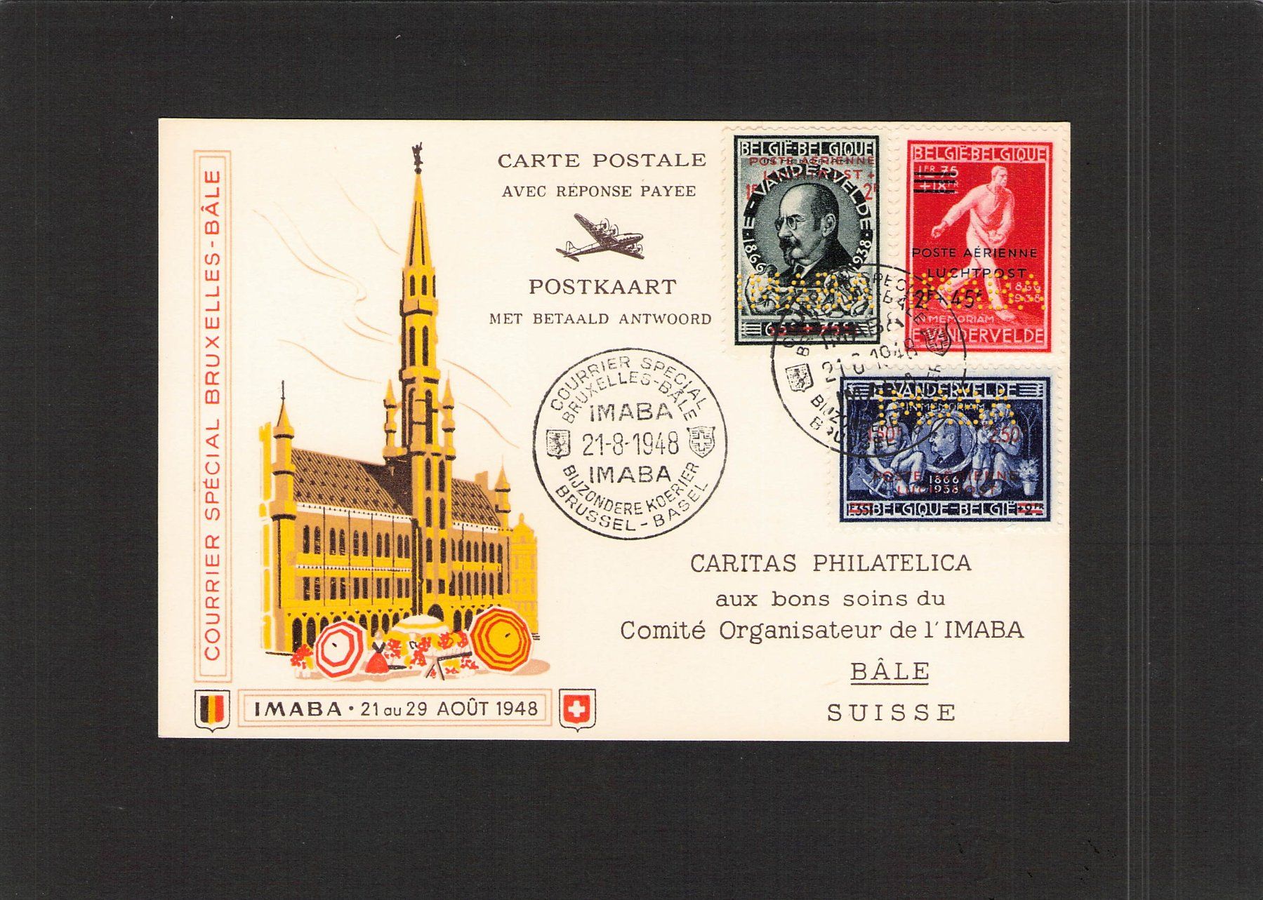 Alle Briefmarken: Perfins Belgien , IMABA Basel - Brüssel 21.8.1948 – Gebraucht aus Reichenburg von Pipo-67