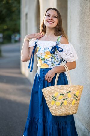 Lemon Print Top, Corsett & Skirt Set, Summer Vibes, Size S