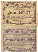 Österreich Notgeld Wartberg a.d. Krems 10+20 Heller 1921