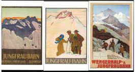 3 AK Jungfrau-Bahn nach historischen Plakaten 1909-1911