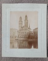 Antike Fotografie Grossmünster Zürich um 1900, gerahmt