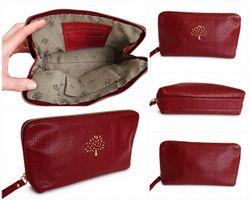 Mulberry Kosmetiktasche / Necessaire Echt Leder Bordeaux-Rot
