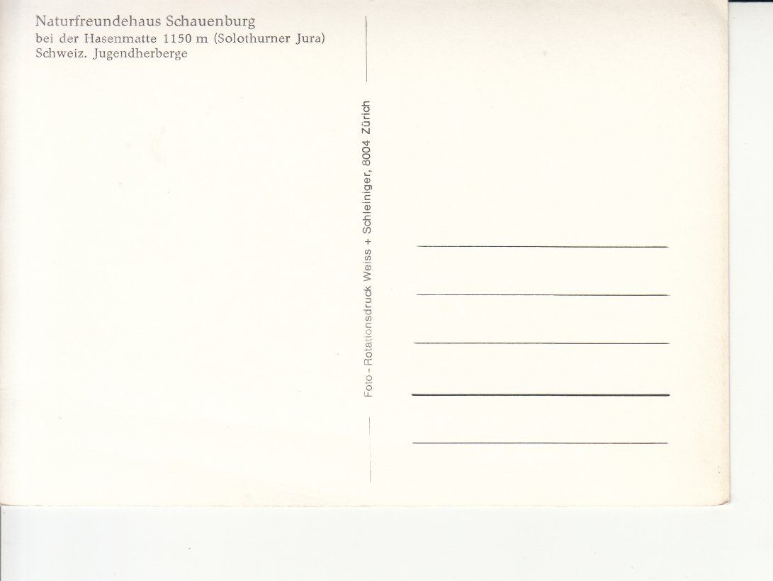 Ansichtskarten: Hasenmatte Schauenburg, ca. 1960 – Gebraucht aus Bürglen TG von StampGraf 1
