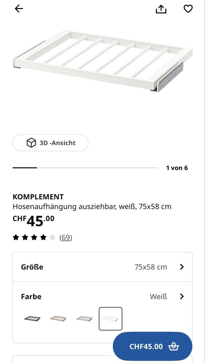 Ikea Kleiderbügel: Hosenaufhängung IKEA Pax Komplement 75x58 – Neu (gemäss Beschreibung) aus Zürich von hallihallo79