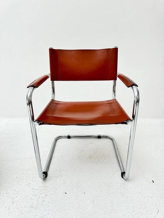 5 Freischwinger aus Leder Cognac im BauhausStil von Marcel Kaufen