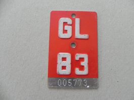 Velonummer Rad Nr. No Velo Nummer GL 83 Glarus 1983 Geschenk